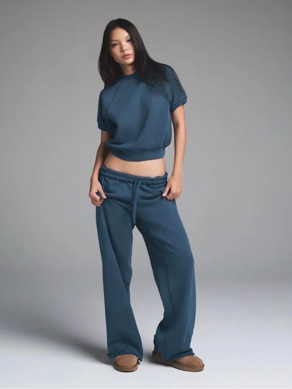 SKIMS French Terry Wide Leg Pant Blue Lounge Sweatpants